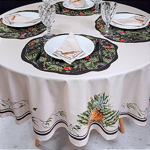 Toalha de Mesa de Festa Redonda em Tecido Sublimado Coleção Jungle 2,20m x 2,20m