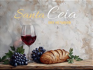 Painel de Festa em Tecido Sublimado Vinho Santa Ceia do Senhor