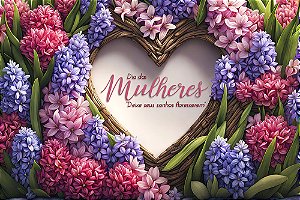 Painel de Festa em Tecido Sublimado Dia das Mulheres Florido