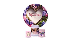 Kit Painel De Festa e Capas de Cilindro Tecido sublimado Dia Das Mulheres Floral