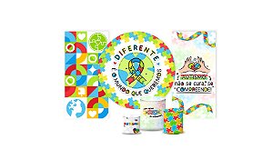 Super Kit Painel De Festa e Capas de Cilindro Tecido sublimado Autismo Não se Cura