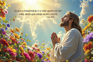 Painel de Festa em Tecido Sublimado Páscoa Cristã Floral