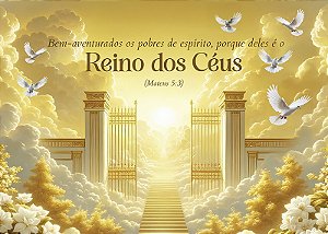 Painel de Festa em Tecido Sublimado Escadaria Para o Reino dos Céus
