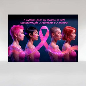 Painel de Festa em Tecido Sublimado Outubro Rosa Simbolo de Luta