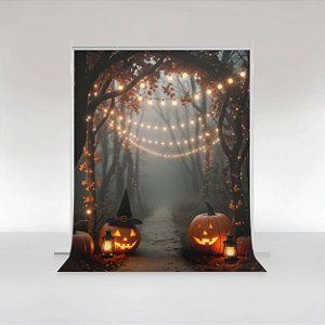 Fundo Fotográfico em Tecido Sublimado Bosque Iluminado de Halloween