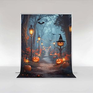 Fundo Fotográfico em Tecido Sublimado Bosque Assombrado de Halloween