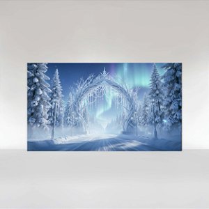 Painel de Festa em Tecido Sublimado Portal de Gelo de Natal