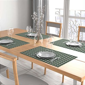 Kit 8 Jogos Americanos Tecido Sublimado Xadrez Verde 50x40cm