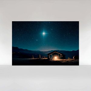 Painel de Festa em Tecido Sublimado Presepio Noite Estrelada