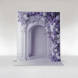 Fundo Fotográfico em Tecido Sublimado Floral Lilás