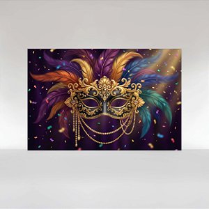 Painel de Festa em Tecido Sublimado Máscara de Carnaval