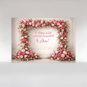 Painel de Festa em Tecido Sublimado Dia Internacional das Mulheres Vivendo a Plenitude do Propósito de Deus