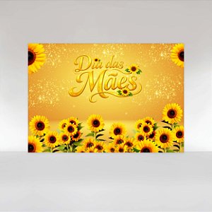 Painel de Festa em Tecido Sublimado Dia das Mães Girassol