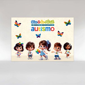 Painel de Festa em Tecido Sublimado Mês de conscientização do Autismo