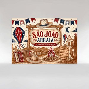 Painel de Festa em Tecido Sublimado Festa Junina  Arraiá Xilogravura