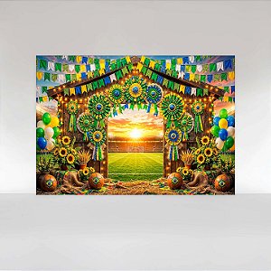 Painel de Festa em Tecido Sublimado Festa Junina Copa do Brasil no Estádio