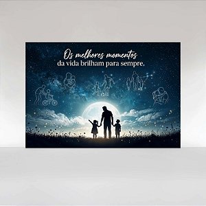 Painel de Festa em Tecido Sublimado Dia dos Pais Noite Estrelada