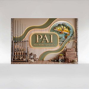 Painel de Festa em Tecido Sublimado Dia dos Pais Pescador