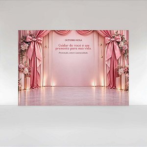 Painel de Festa em Tecido Sublimado Outubro Rosa