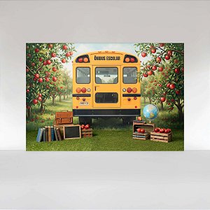 Painel de Festa em Tecido Sublimado Formatura ABC Ônibus Escolar