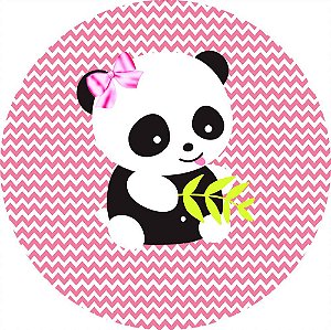 Painel de Festa Redondo em Tecido Sublimado Ursinho Panda c/elástico