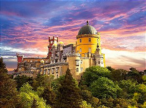 Painel de Festa em Tecido Sublimado 3d Castelo e Árvores