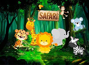 Painel de Festa em Tecido Sublimado 3d Lindo Safari
