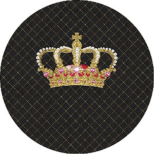 Painel de Festa Redondo em Tecido Sublimado Coroa Realeza Luxo