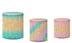 Kit Capas de Cilindro de festa em tecido sublimado Unicórnio Glitter