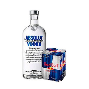 Combo Vodka Absolut 750ML + 4 Red Bull Tradicional