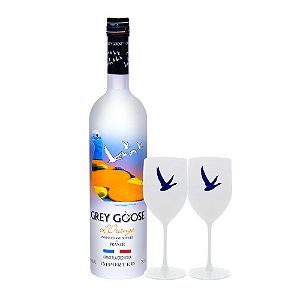 Kit Especial: 1und Vodka Grey Goose L'orange - 700ml + 2 Taças de Acrílico