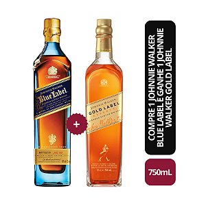 COMPRE 1 JOHNNIE WALKER BLUE LABEL - 750ML E GANHE 1 JOHNNIE WALKER GOLD LABEL 750ML