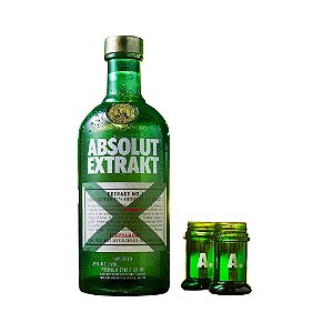 Kit Especial: 1und Vodka Absolut Extrakt 750ml + 2und Copos de Shot Personalizados