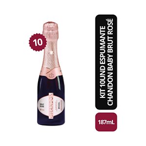 Kit 10 Espumantes Chandon Baby Brut Rose Miniatura - 187ml