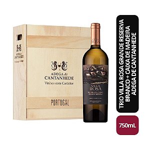 Trio Vinho Villa Rosa Grande Reserva Branco 750ML + Caixa de Madeira Exclusiva Adega de Cantanhede