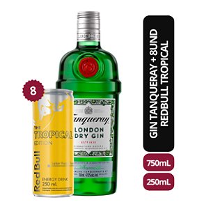 Combo 1und Gin Tanqueray 750ml + 8und Red Bull Tropical 250ML