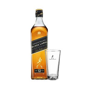 Johnnie Walker Black Label - 1L + 1 Copo de Vidro Personalizado