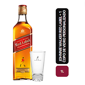 Johnnie Walker Red Label - 1L + 1 Copo de Vidro Personalizado