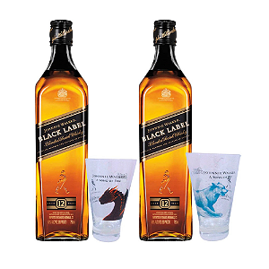 Dia Dos Pais: Kit 2 Johnnie Walker Black Label 750Ml + 2 Copos Game Of Thrones