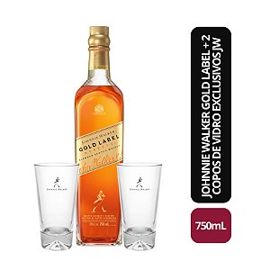 Johnnie Walker Gold Label 750ml  + 2 Copos de Vidro Exclusivos JW