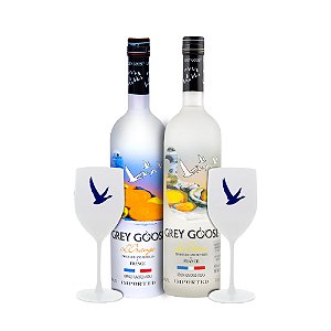 Dia Dos Pais: Kit especial Grey Goose L'orange e Grey Goose Le Citron  + 2 taças