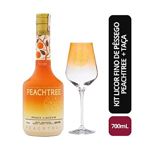 Kit Licor Fino De Pêssego Peachtree Garrafa 700ml + Taça