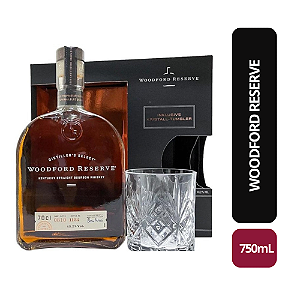 Whisky Woodford Reserve 750ml + Copo Personalizado