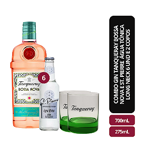 Gin Tanqueray Bossa Nova 700ml + St. Pierre Água Tônica Long Neck 6 und - 275ml