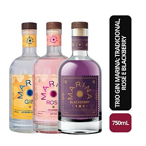 Trio Gin Marina: Tradicional, Rosé e Blackberry - 750ml (cada)