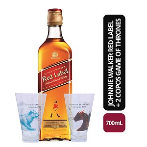 Whisky Johnnie Walker Red Label 700ml + 2 Copos Game Of Thrones (Vidro)