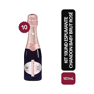 Kit 10 Espumantes Chandon Baby Brut Rose Miniatura - 187ml