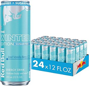 Energético Sem Açúcar Red Bull Blueberry e Baunilha - 250 ml (24 latas)