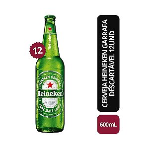 Cerveja Heineken 600ml Garrafa Descartável - 12uni