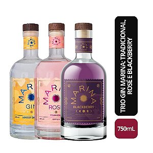 Trio Gin Marina: Tradicional, Rosé e Blackberry - 750ml (cada)